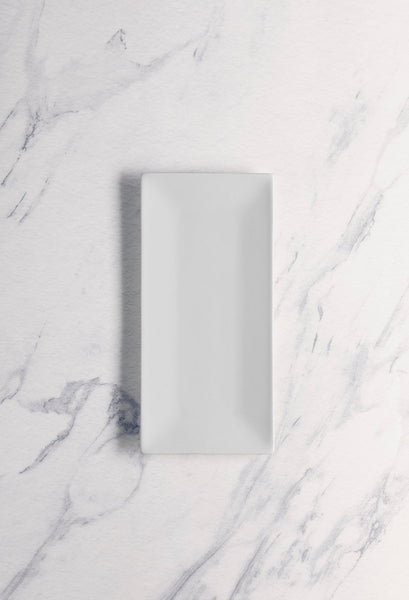 Ariane White 9" x 4 1/3" Panorama Porcelain Rectangle Plate - 12/Case (ARRARN000011003) - iFoodservice Online