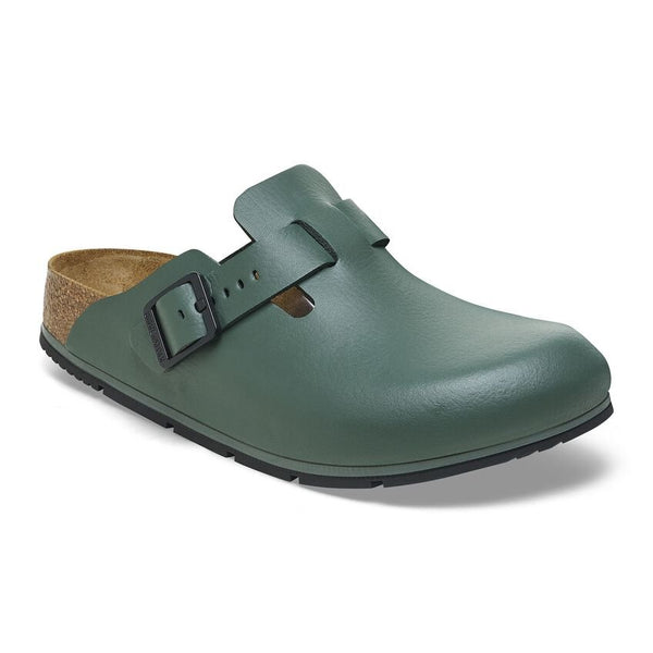 Birkenstock Shoes Boston Pro Leather in Thyme Color Narrow width, (1026 188) - iFoodservice Online