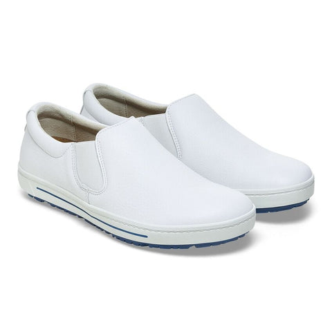 Birkenstock Shoes QO400 Leather in White/White Color, Regular Width (1011 241) - iFoodservice Online