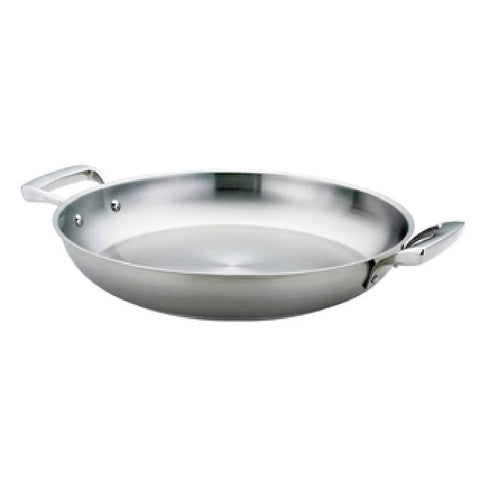 Browne Foodservice Thermally Paella Pan Stainless Steel 11x2" - 28x5cm (5724172) - iFoodservice Online
