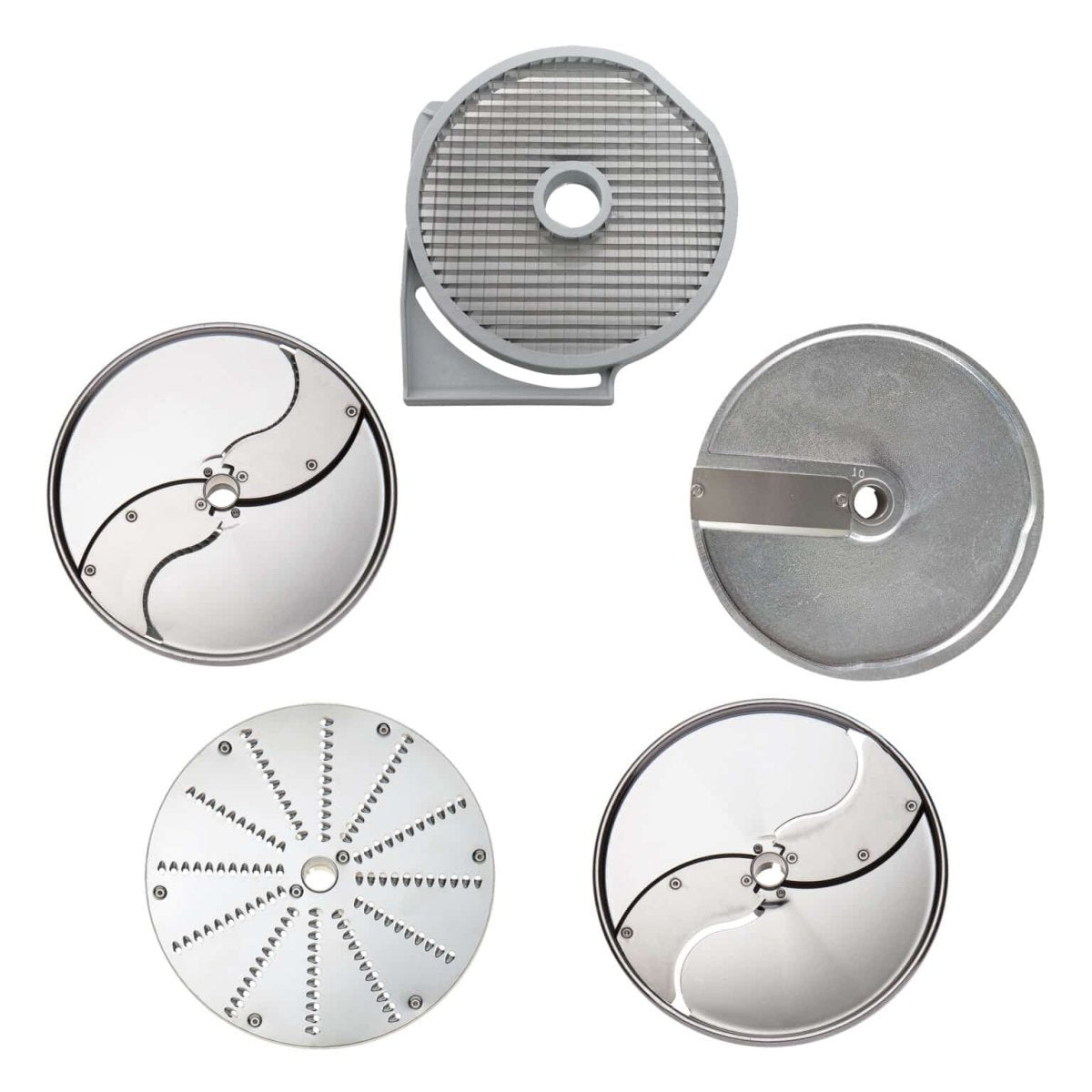 Eurodib Dito Sama, Set of 5 Discs, Diam. 205mm (4mm and 6mm Slicer, 6mm Julienne/shredder, 5mm and 10 Mm Slicer, 10x10mm Grid) (653870) - iFoodservice Online