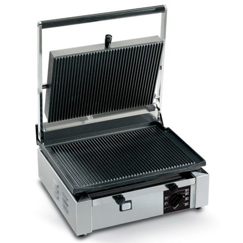 Eurodib Ribbed Medium Panini Grill with 14.5" x 10" Plates - 110v CORT - R - 110 - iFoodservice Online