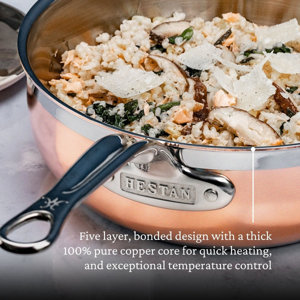 Hestan CopperBond® 3.5-Quart Induction Copper Essential Pan with Lid (30566) - iFoodservice Online
