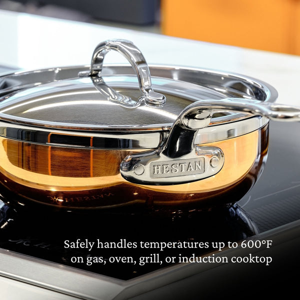 Hestan CopperBond® 3.5-Quart Induction Copper Essential Pan with Lid (30566) - iFoodservice Online