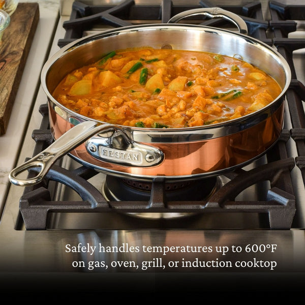 Hestan CopperBond® 3.5-Quart Induction Copper Sauté Pan with Lid (31598) - iFoodservice Online
