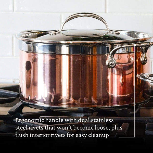 Hestan CopperBond® 6.0qt Induction Copper Stockpot with Lid (31597) - iFoodservice Online