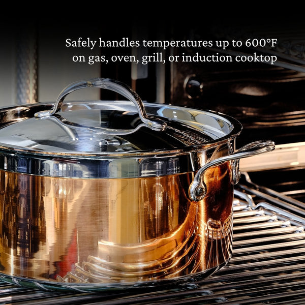 Hestan CopperBond® 6.0qt Induction Copper Stockpot with Lid (31597) - iFoodservice Online