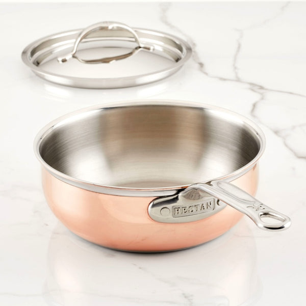 Hestan CopperBond® Aura™ 2.0qt Professional Copper Saucier with Lid (31836) - iFoodservice Online