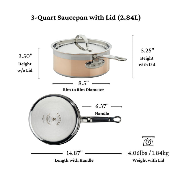 Hestan CopperBond® Aura™ 3-Quart Professional Copper Saucepan with Lid (31837) - iFoodservice Online