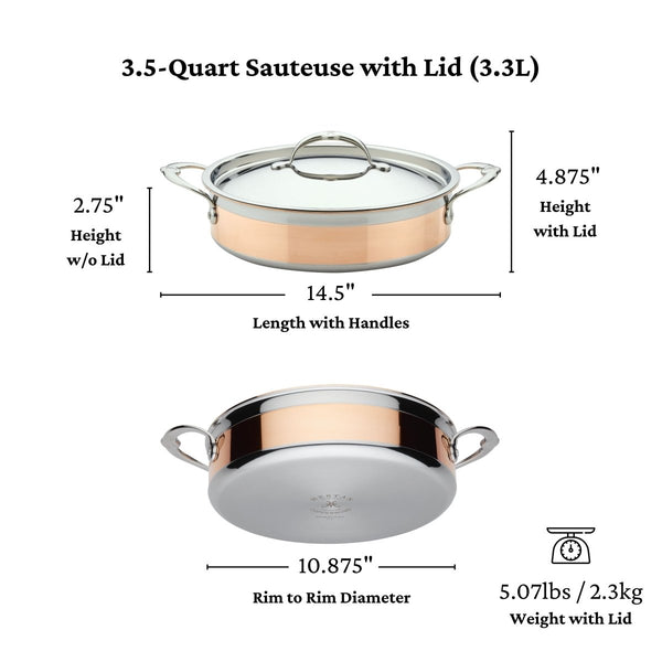 Hestan CopperBond® Aura™ 3.5-Quart Professional Copper Sauteuse Braiser with Lid (31843) - iFoodservice Online