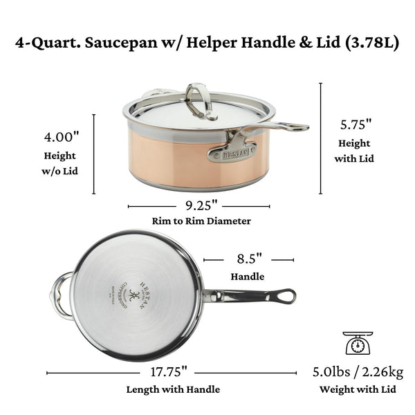 Hestan CopperBond® Aura™ 4-Quart Professional Copper Saucepan with Lid (31838) - iFoodservice Online