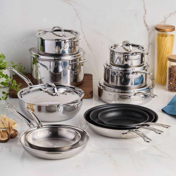 Hestan Hestan ProBond® Luxe™ 17-Piece Polished Professional Clad Stainless Steel Cookware Set (4169281) - iFoodservice Online