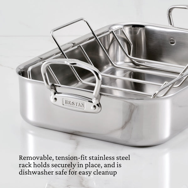 Hestan Hestan Provisions Polished Stainless-Steel Roaster:Large (31789) - iFoodservice Online