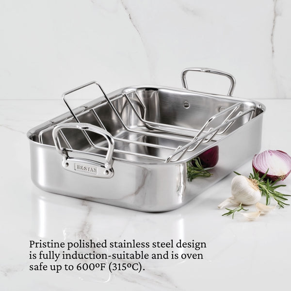 Hestan Hestan Provisions Polished Stainless-Steel Roaster:Large (31789) - iFoodservice Online