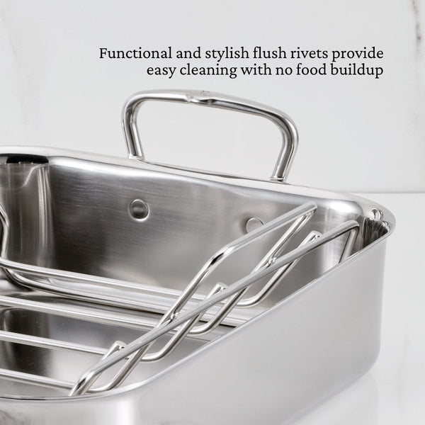 Hestan Hestan Provisions Polished Stainless-Steel Roaster:Large (31789) - iFoodservice Online