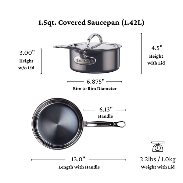 Hestan NanoBond® Molecular Titanium 1.5qt Saucepan with Lid (60021) - iFoodservice Online