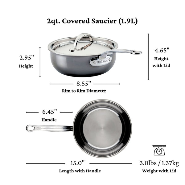 Hestan NanoBond® Molecular Titanium 2-Quart Saucier with Lid (60045) - iFoodservice Online