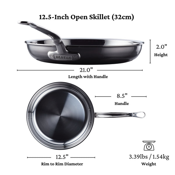 Hestan NanoBond® Molecular Titanium Stainless Steel 12.5" Skillet (60031) - iFoodservice Online
