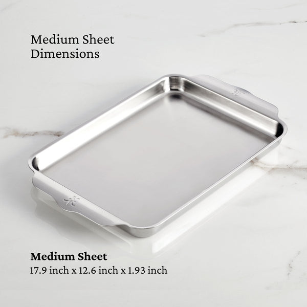 Hestan OvenBond® 12" x 15" Tri-ply Clad Stainless Steel Medium Sheet Pan (48670) - iFoodservice Online