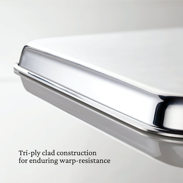 Hestan OvenBond® 13" x 18" Tri-Ply Clad Stainless Steel Half Sheet Pan (48650) - iFoodservice Online