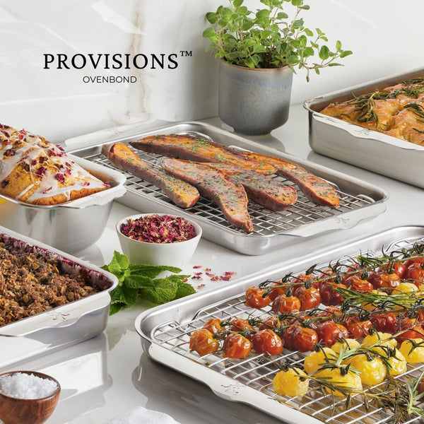 Hestan OvenBond® 4-Piece Tri-ply Clad Stainless Steel Half Sheet and Rack, Set of 2 (48824) - iFoodservice Online