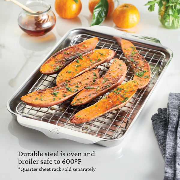 Hestan OvenBond® 9" x 12" Tri-ply Clad Stainless Steel Quarter Sheet Pan (48651) - iFoodservice Online