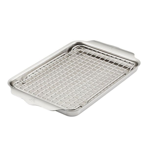 Hestan OvenBond® 9" x 12" Tri-ply Clad Stainless Steel Quarter Sheet Pan with Rack (48822) - iFoodservice Online