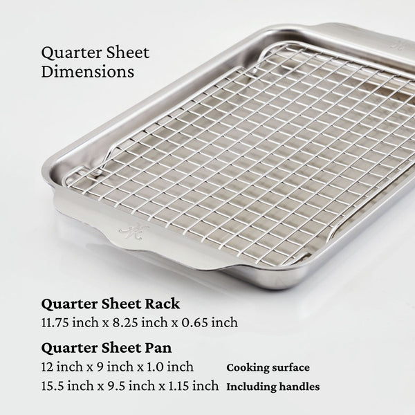 Hestan OvenBond® 9" x 12" Tri-ply Clad Stainless Steel Quarter Sheet Pan with Rack (48822) - iFoodservice Online