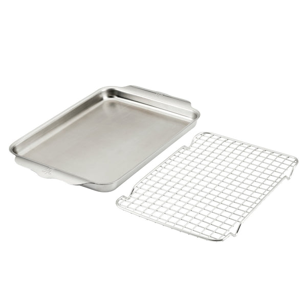 Hestan OvenBond® 9" x 12" Tri-ply Clad Stainless Steel Quarter Sheet Pan with Rack (48822) - iFoodservice Online