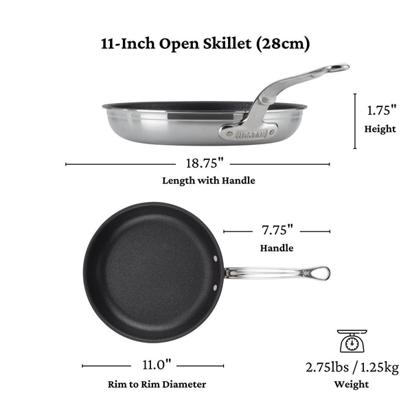 Hestan ProBond® Forged 11" Professional Clad Stainless Steel Skillet with TITUM Nonstick (31575) - iFoodservice Online