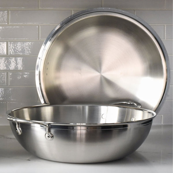 Hestan ProBond® Forged 14" Professional Clad Stainless Steel Wok with Dome Lid (31583) - iFoodservice Online