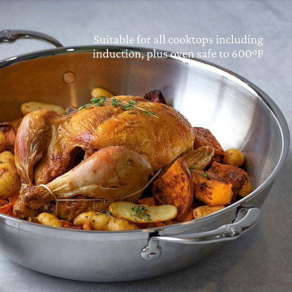 Hestan ProBond® Forged 14" Professional Clad Stainless Steel Wok with Dome Lid (31583) - iFoodservice Online