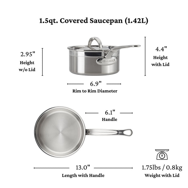 Hestan ProBond® Forged 1.5-Quart Professional Clad Stainless Steel Saucepan with Lid (31563) - iFoodservice Online