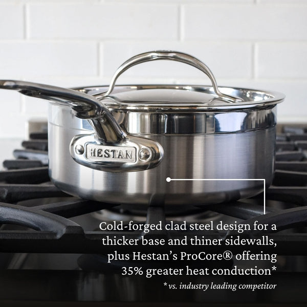 Hestan ProBond® Forged 2-Quart Professional Clad Stainless Steel Saucepan with Lid (31564) - iFoodservice Online