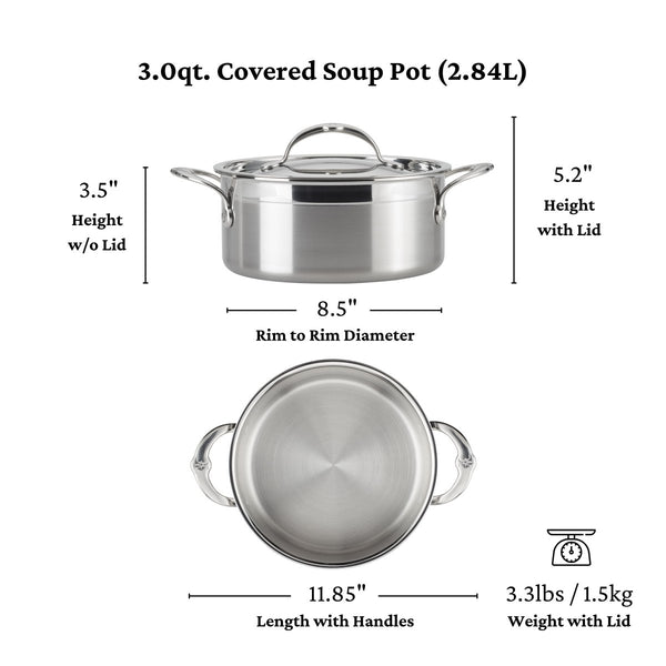 Hestan ProBond® Forged 3-Quart Professional Clad Stainless Steel Soup Pot with Lid (31582) - iFoodservice Online