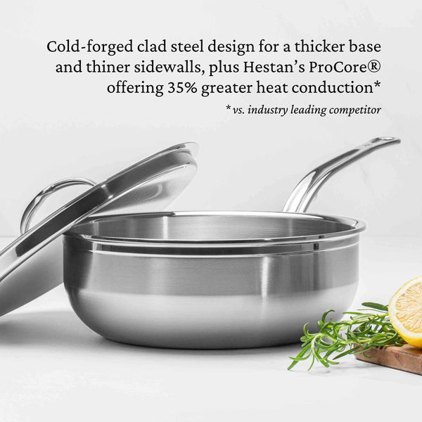 Hestan ProBond® Forged 3.5-Quart Professional Clad Stainless Steel Essential Pan with Lid (31646) - iFoodservice Online