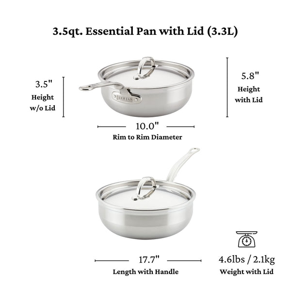 Hestan ProBond® Forged 3.5-Quart Professional Clad Stainless Steel Essential Pan with Lid (31646) - iFoodservice Online