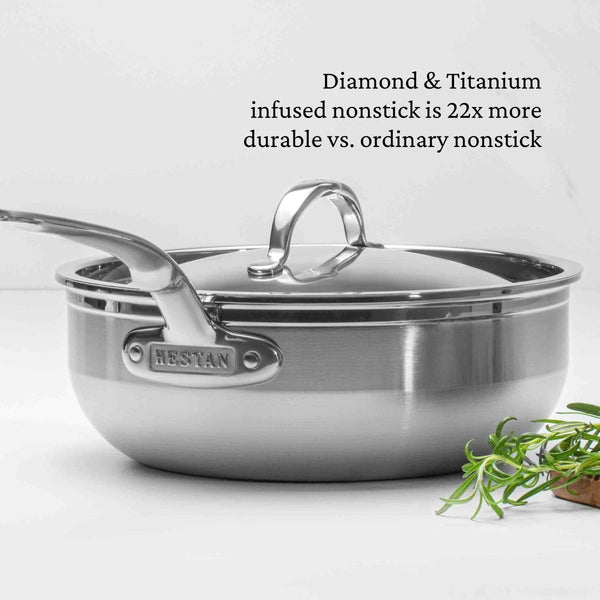 Hestan ProBond® Forged 3.5-Quart Professional Clad Stainless Steel Essential Pan with TITUM Nonstick (31647) - iFoodservice Online