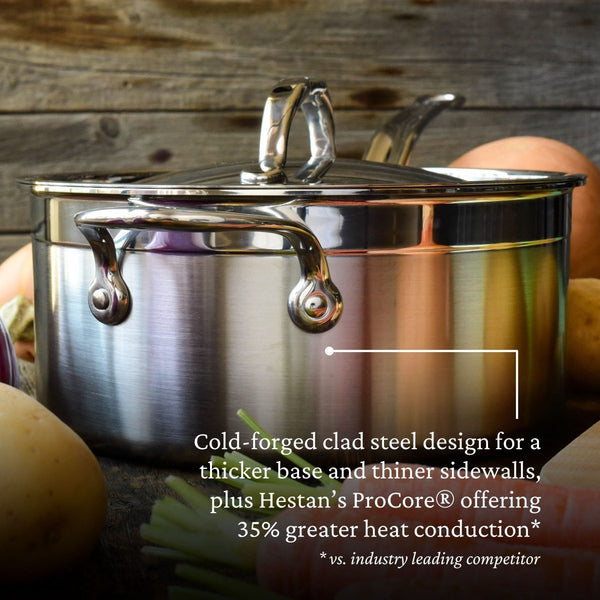 Hestan ProBond® Forged 4-Quart Professional Clad Stainless Steel Saucepan with Lid (31566) - iFoodservice Online