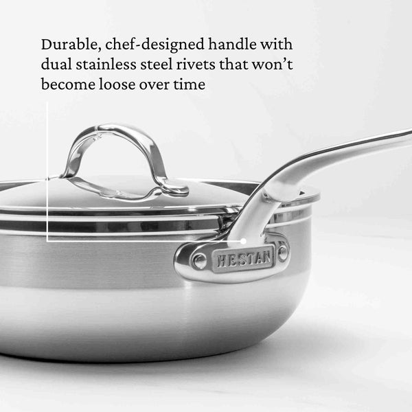 Hestan ProBond® Forged 5-Quart Professional Clad Stainless Steel Essential Pan with Lid (31571) - iFoodservice Online