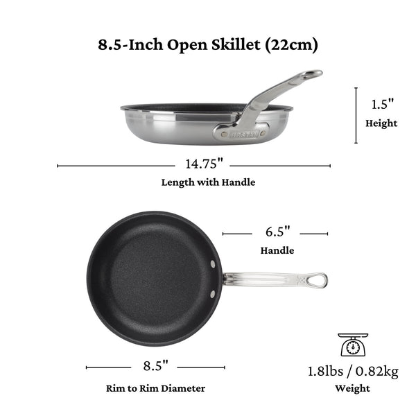 Hestan ProBond® Forged 8.5" Professional Clad Stainless Steel Skillet with TITUM Nonstick (31573) - iFoodservice Online