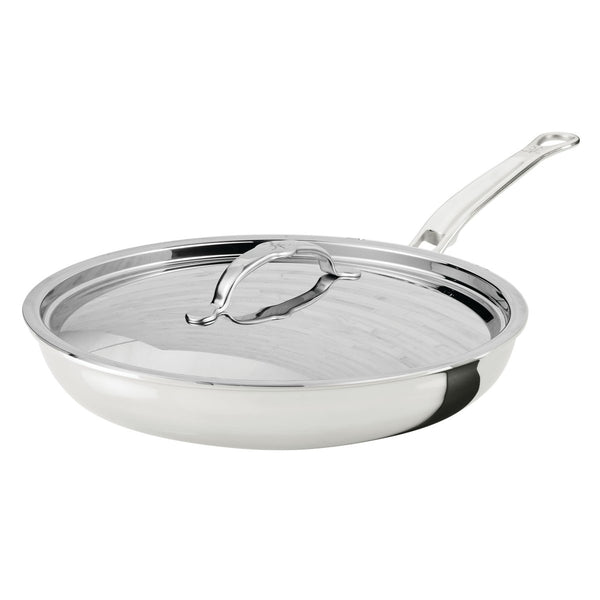 Hestan ProBond® Luxe 11" Polished Professional Clad Stainless Steel Skillet with Lid (31798) - iFoodservice Online