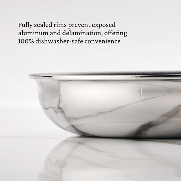 Hestan ProBond® Luxe 11" Polished Professional Clad Stainless Steel Skillet with Lid (31798) - iFoodservice Online