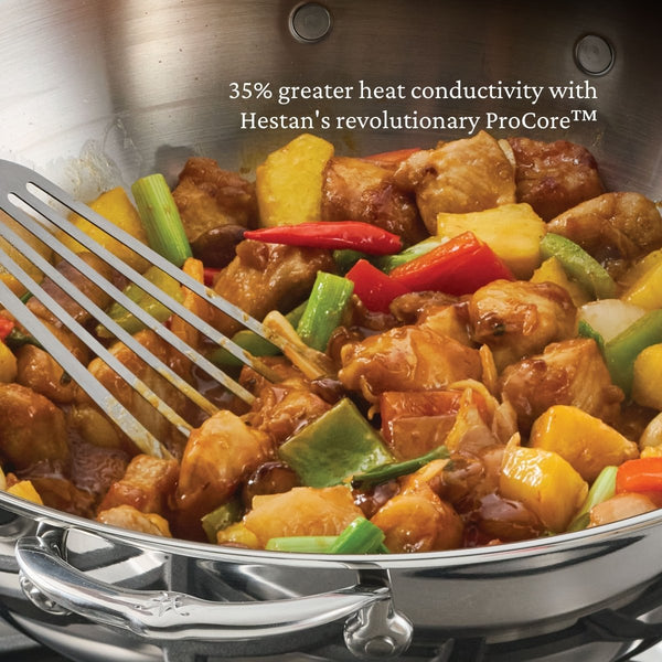 Hestan ProBond® Luxe 14" Professional Clad Stainless Steel Wok with Dome Lid (31783) - iFoodservice Online