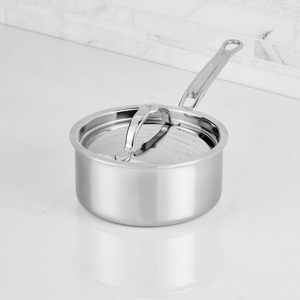Hestan ProBond® Luxe 1.5-Quart Professional Clad Stainless Steel Saucepan with Lid (31769) - iFoodservice Online