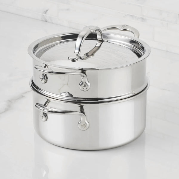 Hestan ProBond® Luxe 3-Quart Polished Professional Clad Stainless Steel Soup Pot and Steamer Insert Set (31765) - iFoodservice Online