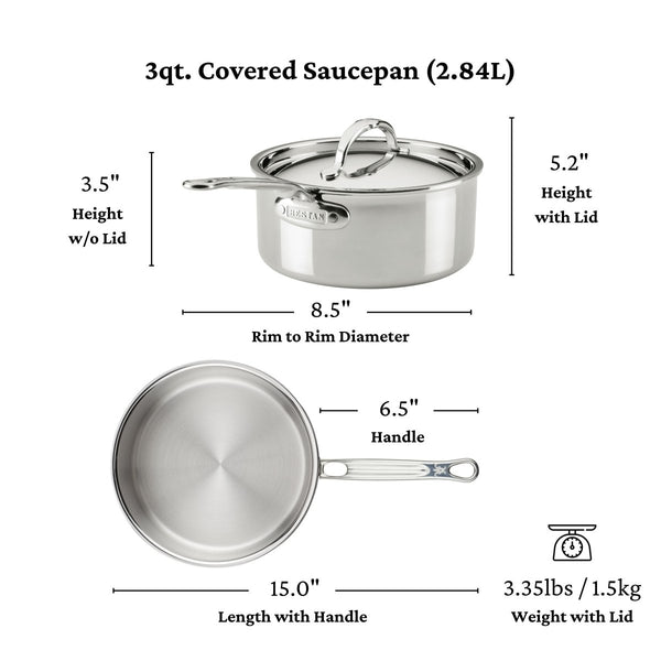 Hestan ProBond® Luxe 3-Quart Professional Clad Stainless Steel Saucepan with Lid (31782) - iFoodservice Online