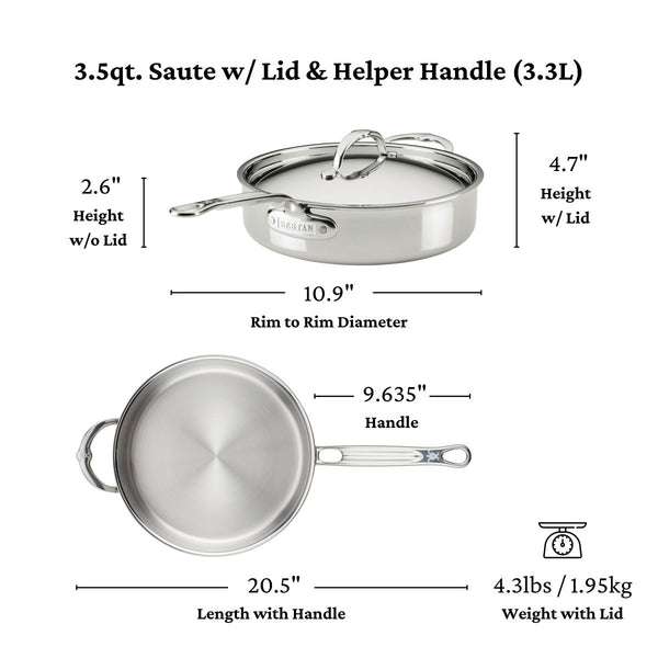 Hestan ProBond® Luxe 3.5-Quart Professional Clad Stainless Steel Sauté Pan with Lid (31774) - iFoodservice Online