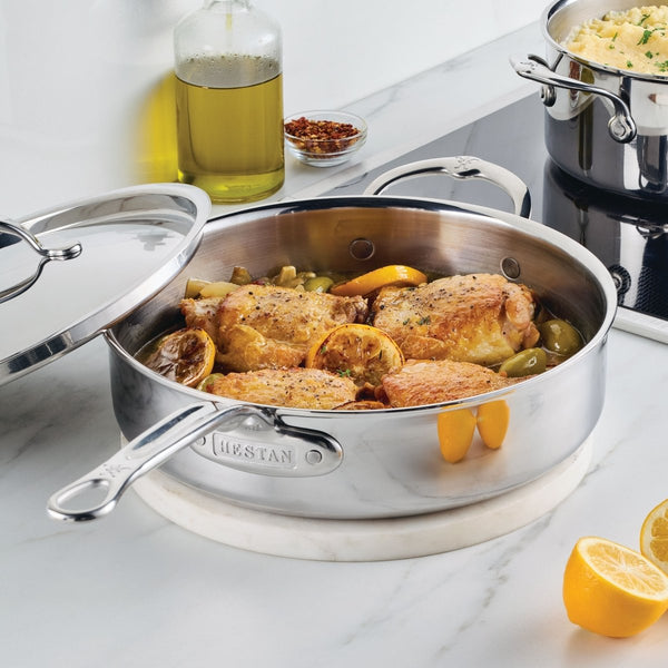 Hestan ProBond® Luxe 3.5-Quart Professional Clad Stainless Steel Sauté Pan with Lid (31774) - iFoodservice Online