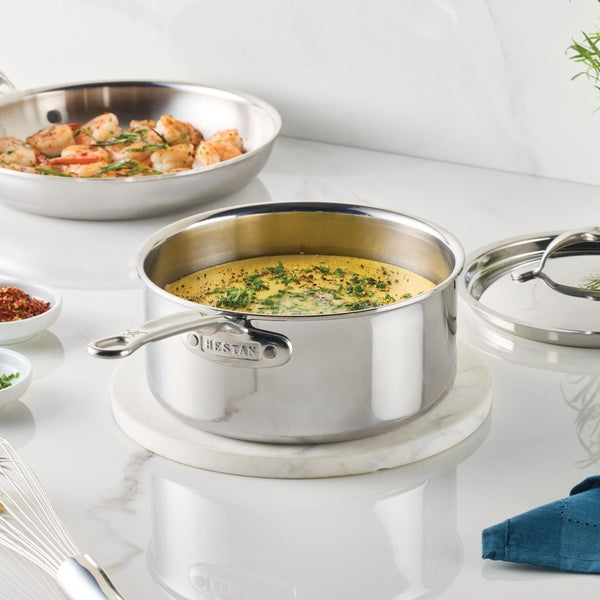 Hestan ProBond® Luxe 4-Piece Polished Clad Stainless Steel Saucepan Set, 1.5qt. & 3qt. (1370494) - iFoodservice Online